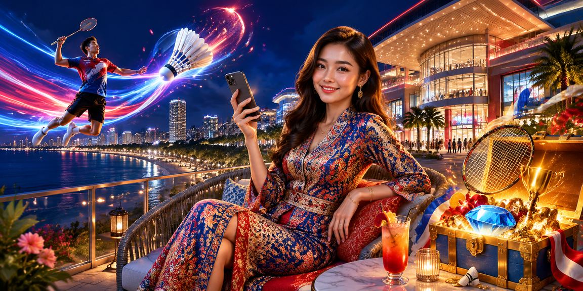 Pemain dari Penang berpakaian batik menggunakan telefon pintar untuk mengakses program VIP mekdi88